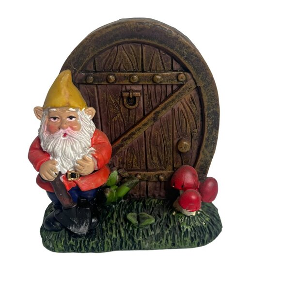 Unbranded Other - Garden Gnome Door Fairy Garden w Mushrooms Small Decoration Resin 3”